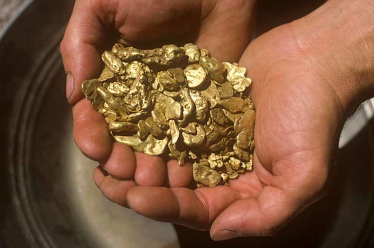 Gold Nuggets and Hands, Bonanza Gold Mine, Oregon